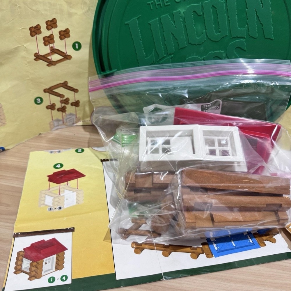 Lincoln Logs Big L Ranch Wood 150 Pieces w/Canister & Instructions Missing 2 PC - Picture 7 of 13